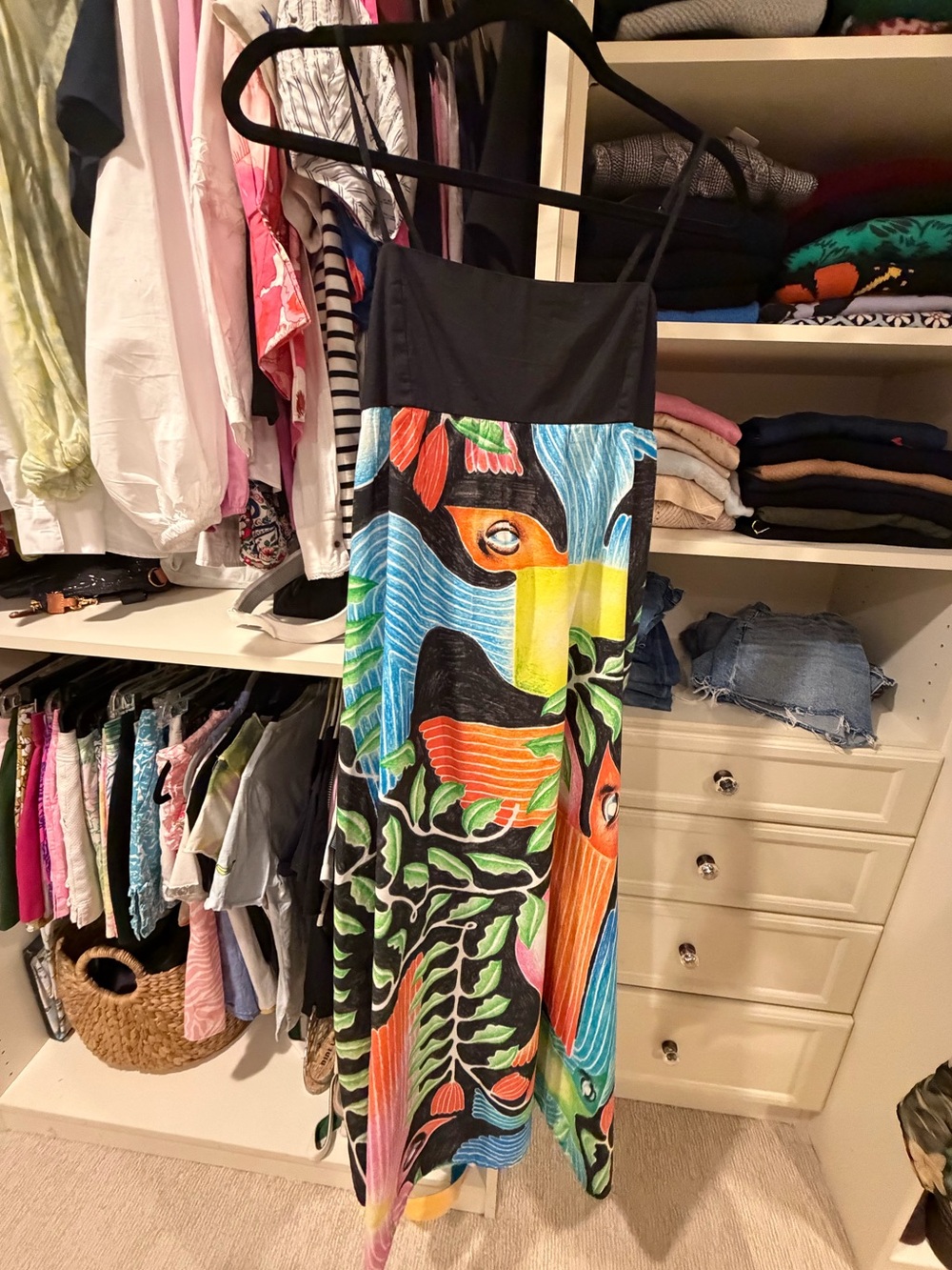 Black Multi-Color Print women’s Anthropologie Celandine maxi dress, small